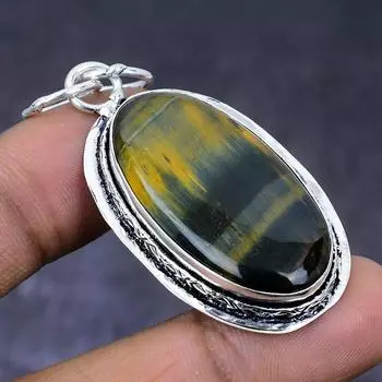 Подвеска из серебра 925 пробы с черным тигровым глазом 2,17 дюйма y7A61