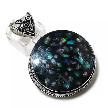 Подвеска из серебра 925 пробы с драгоценным камнем из Эфиопского опала, 2,09 дюйма, w5s51