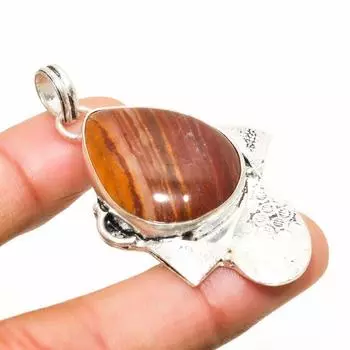 Подвеска из серебра 925 пробы с драгоценным камнем из красной змеиной кожи, ручная работа, 2,08 дюйма 2.08 красный