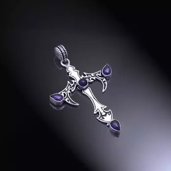 Подвеска из серебра 925 пробы с драгоценным камнем Sage Amethyst 2,50 дюйма E8k66