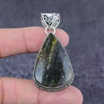 Подвеска из серебра 925 пробы с драгоценным камнем лодолитовым кварцем 2,21 дюйма G9M84