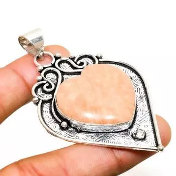 Подвеска из серебра 925 пробы с драгоценным камнем авантюрином ручной работы 2,65 дюйма 2.65 оранжевый