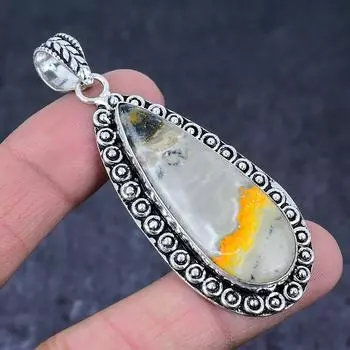 Подвеска из серебра 925 пробы с драгоценным камнем «Шмель-Яшма» 2,76 дюйма b7L53