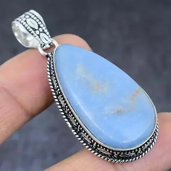 Подвеска из серебра 925 пробы с драгоценным камнем ангелит 2,29 дюйма N2K33