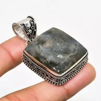 Подвеска из серебра 925 пробы с драгоценным камнем марказит, ручная работа, 1,70 дюйма 1.70 чёрный