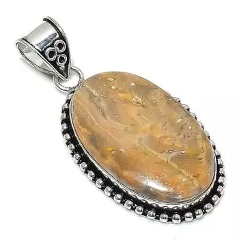 Подвеска из серебра 925 пробы с драгоценным камнем «Шмель-Яшма» 2,36 дюйма v0V90