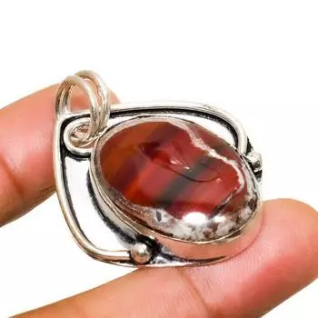 Подвеска из серебра 925 пробы с драгоценным камнем из красной змеиной кожи, ручная работа, 1,59 дюйма 1.59 красный