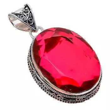 Подвеска из серебра 925 пробы с драгоценным камнем мозамбикский гранат 2,17 дюйма AH-831 2.2 красный