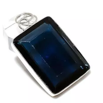 Подвеска из серебра 925 пробы с драгоценным камнем London Blue Topaz, 2,09 дюйма, s4y88