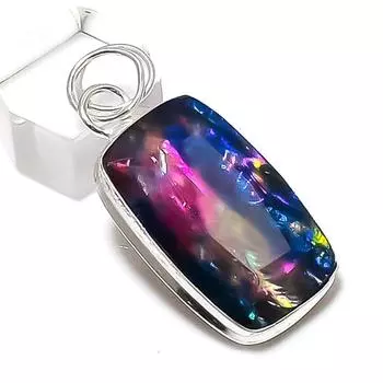 Подвеска из серебра 925 пробы с драгоценным камнем аммолитом 1,85 дюйма N0j09