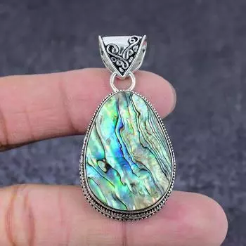 Подвеска из серебра 925 пробы с драгоценным камнем в виде ракушки абалон 2,05 дюйма v6K94