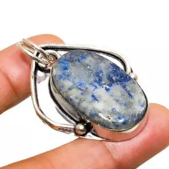 Подвеска из серебра 925 пробы с драгоценным камнем лазурит ручной работы 1,70 дюйма 1.70 синий