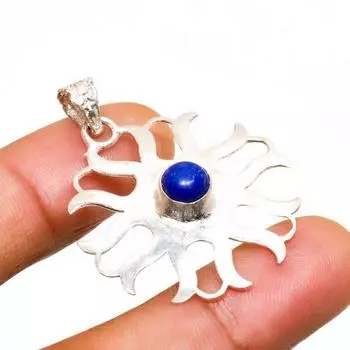 Подвеска из серебра 925 пробы с драгоценным камнем лазурит ручной работы 1,51 дюйма 1.51 синий