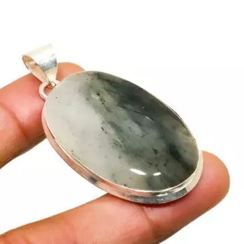 Подвеска из серебра 925 пробы с драгоценным камнем авантюрином ручной работы 2,08 дюйма 2.08 зелёный