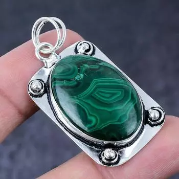 Подвеска из серебра 925 пробы с драгоценным камнем малахит ручной работы 2,01 дюйма G8W54