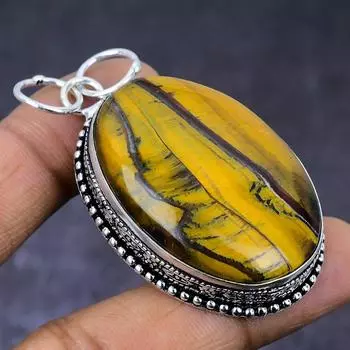 Подвеска из серебра 925 пробы с драгоценным камнем тигровый глаз 2,29 дюйма l8w84