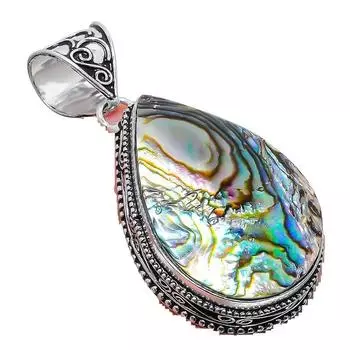 Подвеска из серебра 925 пробы с драгоценным камнем в виде ракушки абалон 2,17 дюйма AH-802 2.2 синий