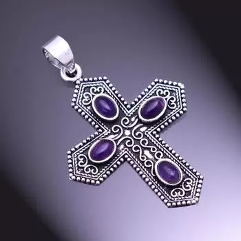 Подвеска из серебра 925 пробы с драгоценным камнем Sage Amethyst, 3 дюйма, d4O05