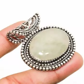 Подвеска из серебра 925 пробы с драгоценным камнем зеленым апатитом, ручная работа, 1,51 дюйма 1.51 зелёный