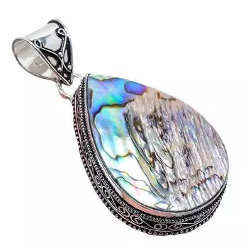 Подвеска из серебра 925 пробы с драгоценным камнем в виде ракушки абалон 2,17 дюйма AH-855 2.2 синий