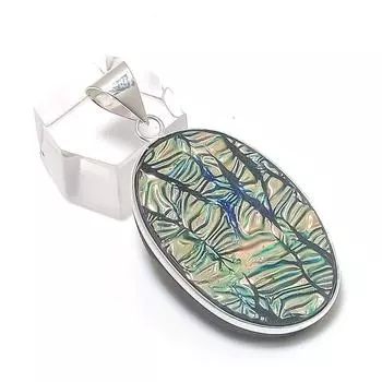 Подвеска из серебра 925 пробы с драгоценным камнем аммолитом 1,97 дюйма S9O81