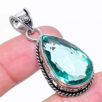 Подвеска из серебра 925 пробы с драгоценным камнем Aqua Apatite, 1,77 дюйма, M6Z55