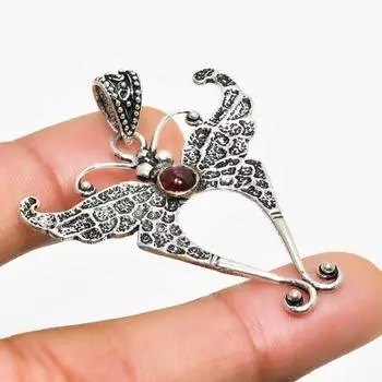 Подвеска из серебра 925 пробы с драгоценным камнем гессонит-гранат 1,70 дюйма 1.70 красный