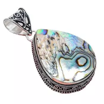 Подвеска из серебра 925 пробы с драгоценным камнем в виде ракушки абалон 2,17 дюйма AH-869 2.2 синий