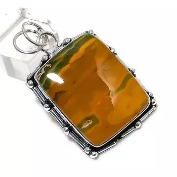 Подвеска из серебра 925 пробы с драгоценным камнем Ocean Jasper 2,05 дюйма B4y20