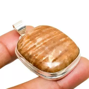 Подвеска из серебра 925 пробы с драгоценным камнем оранжевый амазонит, ручная работа, 1,70 дюйма 1.70 оранжевый