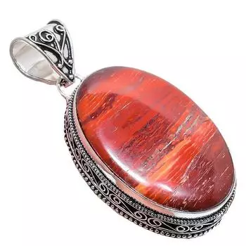 Подвеска из серебра 925 пробы с драгоценным камнем под красную змеиную кожу 2,17 дюйма AH-880 2.2 красный