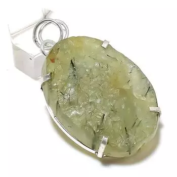 Подвеска из серебра 925 пробы с драгоценным камнем пренит 2,29 дюйма Q9Q81