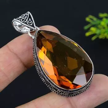 Подвеска из серебра 925 пробы с драгоценным камнем медовый топаз 2,29 дюйма v5k65