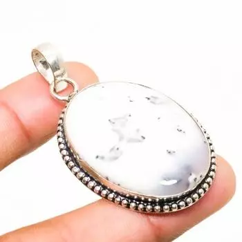 Подвеска из серебра 925 пробы с драгоценным камнем дендрит опал 1,96 дюйма 1.96 белый