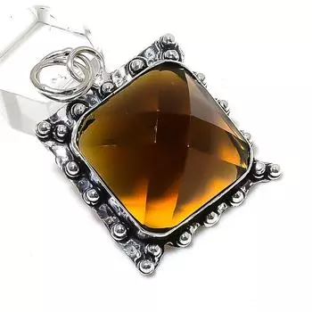 Подвеска из серебра 925 пробы с драгоценным камнем медовый топаз 1,97 дюйма n7v41