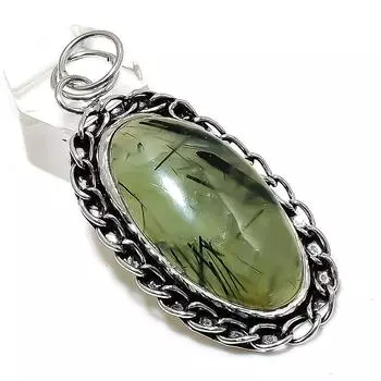 Подвеска из серебра 925 пробы с драгоценным камнем пренит, 2,56 дюйма J1b08