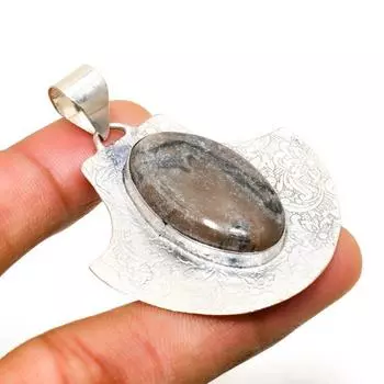 Подвеска из серебра 925 пробы с драгоценным камнем в виде креста, ручная работа, 2,08 дюйма 2.08 коричневый