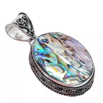 Подвеска из серебра 925 пробы с драгоценным камнем в виде ракушки абалон 2,17 дюйма AH-876 2.2 синий