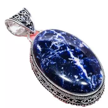 Подвеска из серебра 925 пробы с драгоценным камнем содалитом 2,17 дюйма AH-770 2.2 синий