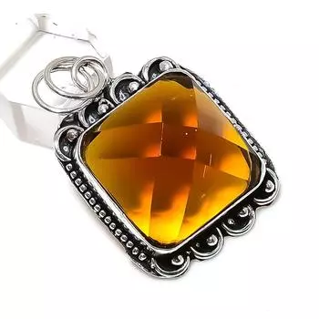 Подвеска из серебра 925 пробы с драгоценным камнем медовый топаз 1,97 дюйма D9e99