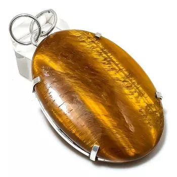 Подвеска из серебра 925 пробы с драгоценным камнем тигровый глаз 2,56 дюйма e3M96