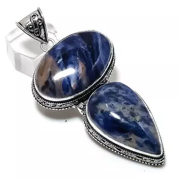 Подвеска из серебра 925 пробы с драгоценным камнем содалит, ручная работа, 3,15 дюйма j6i82