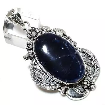 Подвеска из серебра 925 пробы с драгоценным камнем содалит, 2,56 дюйма, g6g98