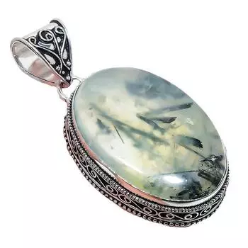 Подвеска из серебра 925 пробы с драгоценным камнем пренитом 2,17 дюйма AH-867 2.2 зелёный