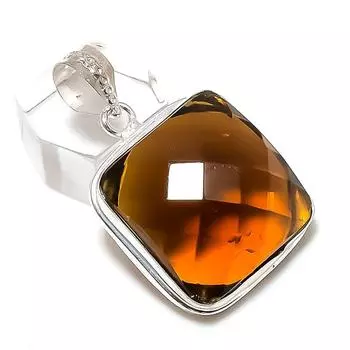 Подвеска из серебра 925 пробы с драгоценным камнем медовый топаз 1,65 дюйма R4F69