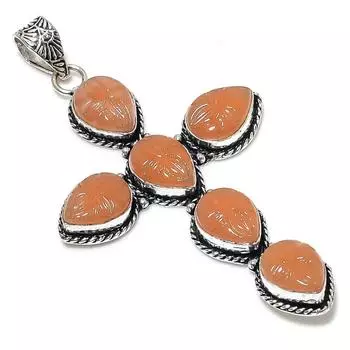 Подвеска из серебра 925 пробы с драгоценным камнем оранжевого сердолика 3,43 дюйма i5s26