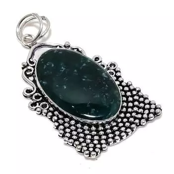 Подвеска из серебра 925 пробы с драгоценным камнем моховой агат 2,84 дюйма r4r18