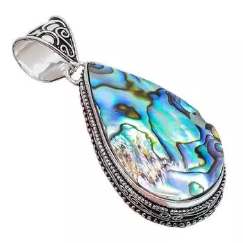 Подвеска из серебра 925 пробы с драгоценным камнем в виде ракушки абалон 2,17 дюйма AH-808 2.2 синий