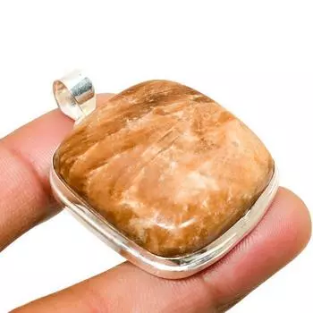Подвеска из серебра 925 пробы с драгоценным камнем оранжевый амазонит, ручная работа, 1,70 дюйма 1.70 оранжевый