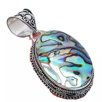 Подвеска из серебра 925 пробы с драгоценным камнем в виде ракушки абалон 2,17 дюйма AH-799 2.2 синий